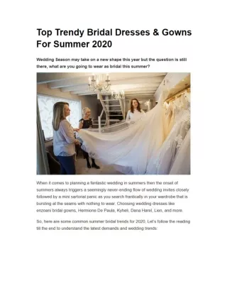 Top Trendy Bridal Dresses & Gowns For Summer 2020