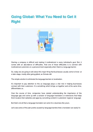 going global what you need to get it right