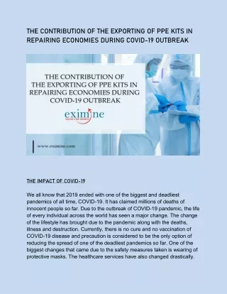 THE CONTRIBUTION OF THE EXPORTING OF PPE KITS IN REPAIRING ECONOMIES DURING COVID-19 OUTBREAK