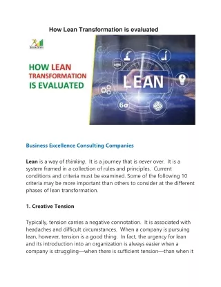 How Lean Transformation is evaluated