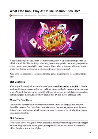 what else can i play at online casino sites uk