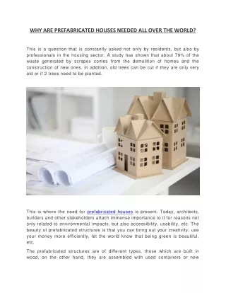 why are prefabricated houses needed all over