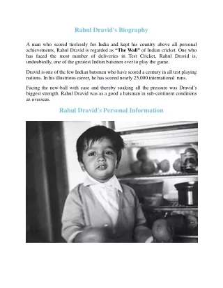 Rahul Dravid Biography