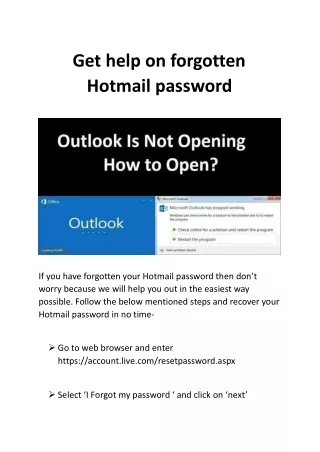 Get help on forgotten Hotmail password
