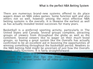 What is the perfect NBA Betting System