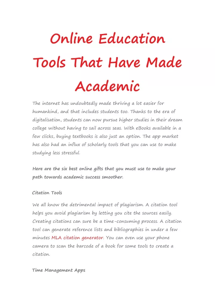 online education tools that have made academic