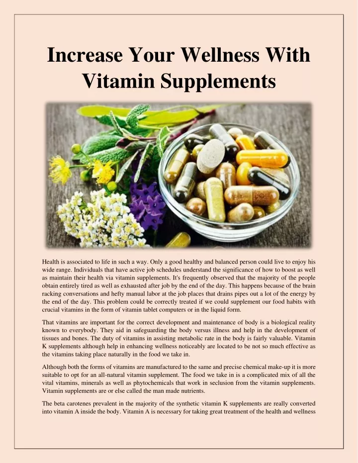 increase your wellness with vitamin supplements