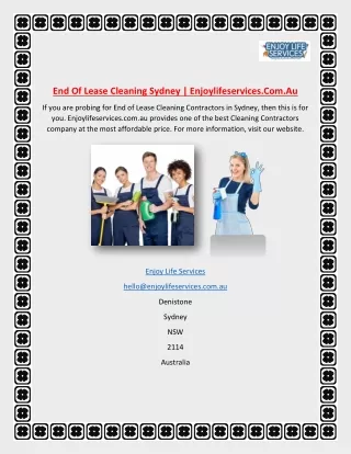 end of lease cleaning sydney enjoylifeservices