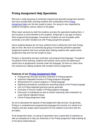 prolog assignment help specialists we have
