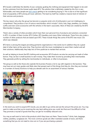 bts goods is definitely the identify of your