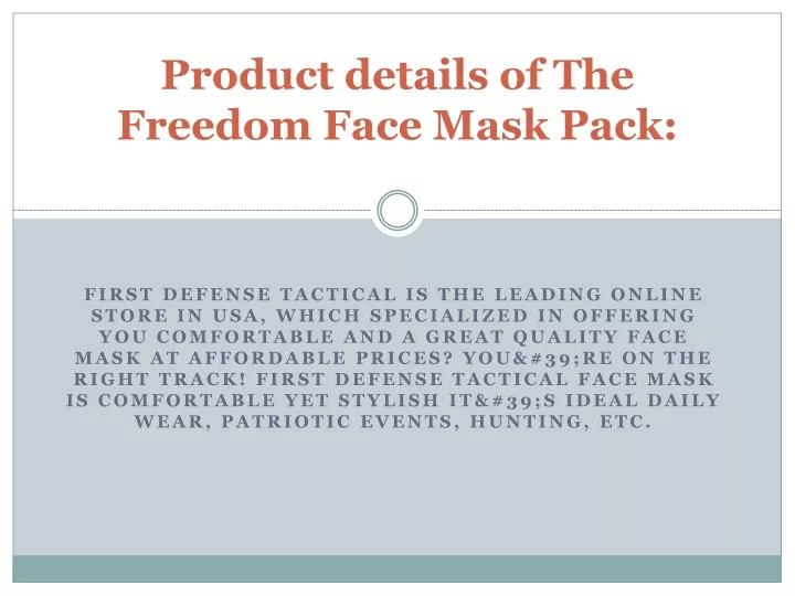 product details of the freedom face mask pack