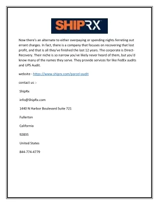 Small Parcel Audit |  Shiprx