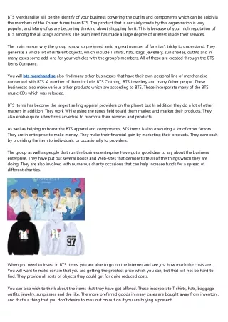 bts merchandise will be the identify of your