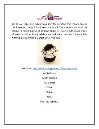 Oreo Cupcakes Dubai | Sallah.ae