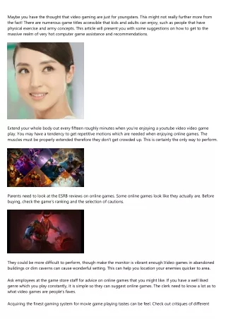 maybe you have the thought that video gaming
