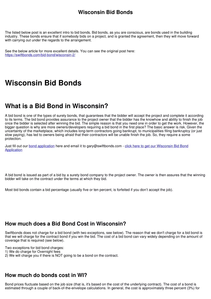 wisconsin bid bonds