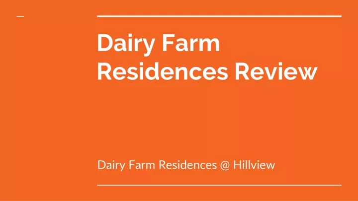dairy farm residences review