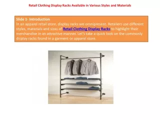 Retail Clothing Display Racks Available in Various Styles and Materials