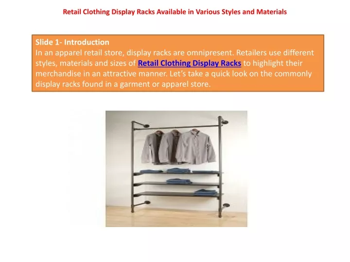 retail clothing display racks available in various styles and materials