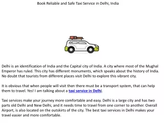Book reliable and safe taxi service in delhi, india