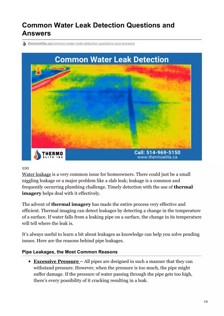 common water leak detection questions and answers