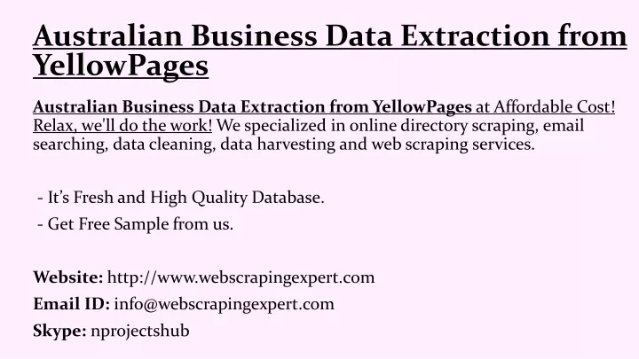 australian business data extraction from yellowpages