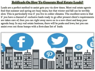 Boldleads On How To Generate Real Estate Leads?