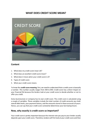 Meaning of Credit Score - What does it mean when your credit score is 0?