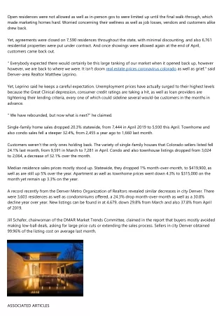 Stay-at-home orders dealt a hefty impact to house sales throughout the state in April, yet they didn't knock the marketp