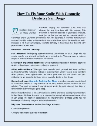 How To Fix Your Smile With Cosmetic Dentistry San Diego