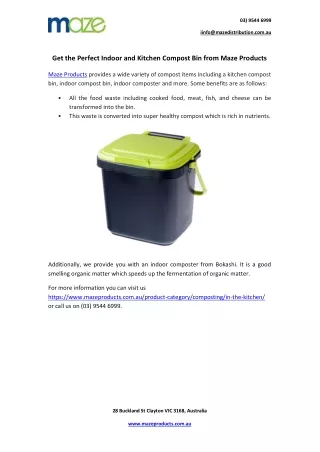Get the Perfect Indoor and Kitchen Compost Bin from Maze Products