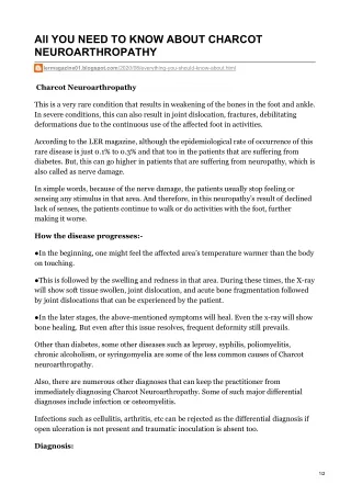 All YOU NEED TO KNOW ABOUT CHARCOT NEUROARTHROPATHY