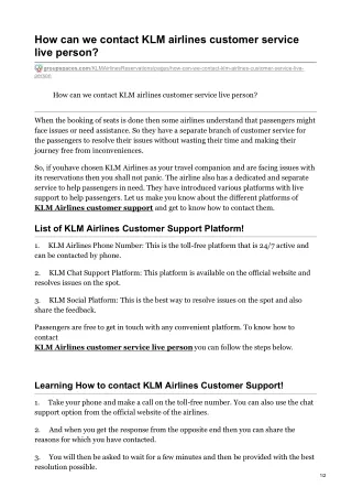 KLM Airlines Customer Service