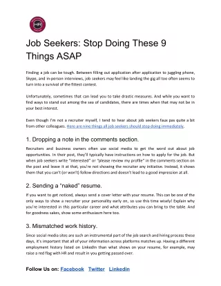 Job Seekers: Stop Doing These 9 Things ASAP