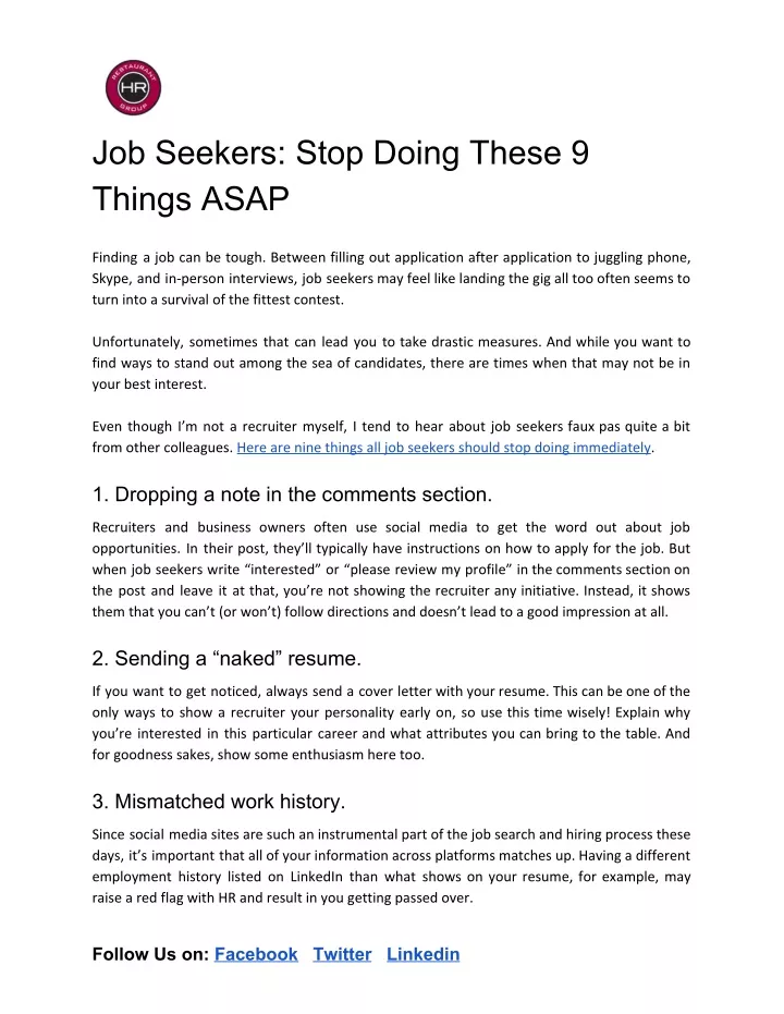 job seekers stop doing these 9 things asap