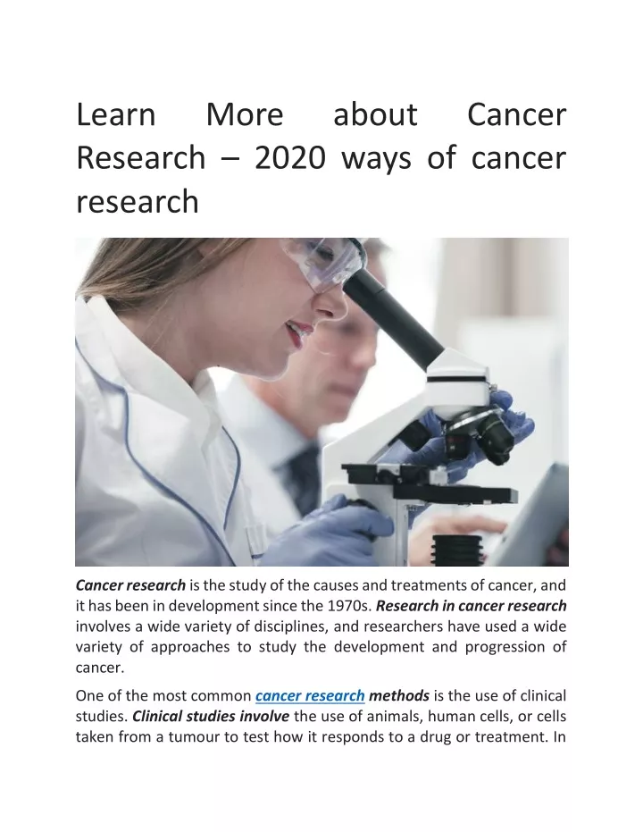 learn research 2020 ways of cancer research