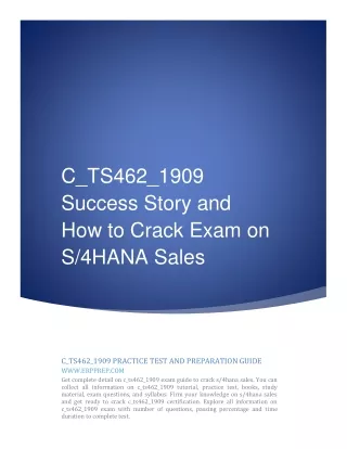 C TS462 1909 Success Story and How to Crack Exam on S4HANA Sales