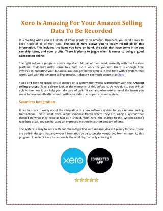 Xero Is Amazing For Your Amazon Selling Data To Be Recorded