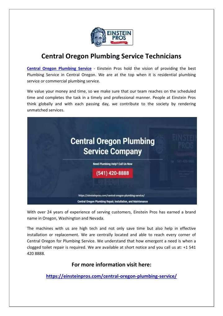 central oregon plumbing service technicians