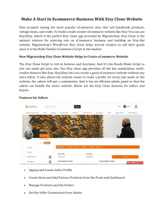 make a start in ecommerce business with etsy