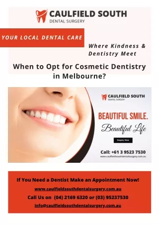 When to Opt for Cosmetic Dentistry in Melbourne?