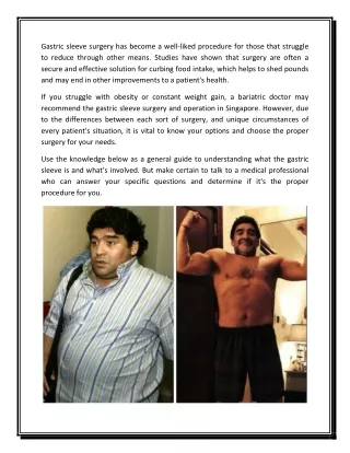 Bariatric weight loss surgery procedure |- ( Weightlossop.com.sg )