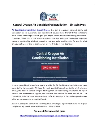 Central Oregon Air Conditioning Installation - Einstein Pros
