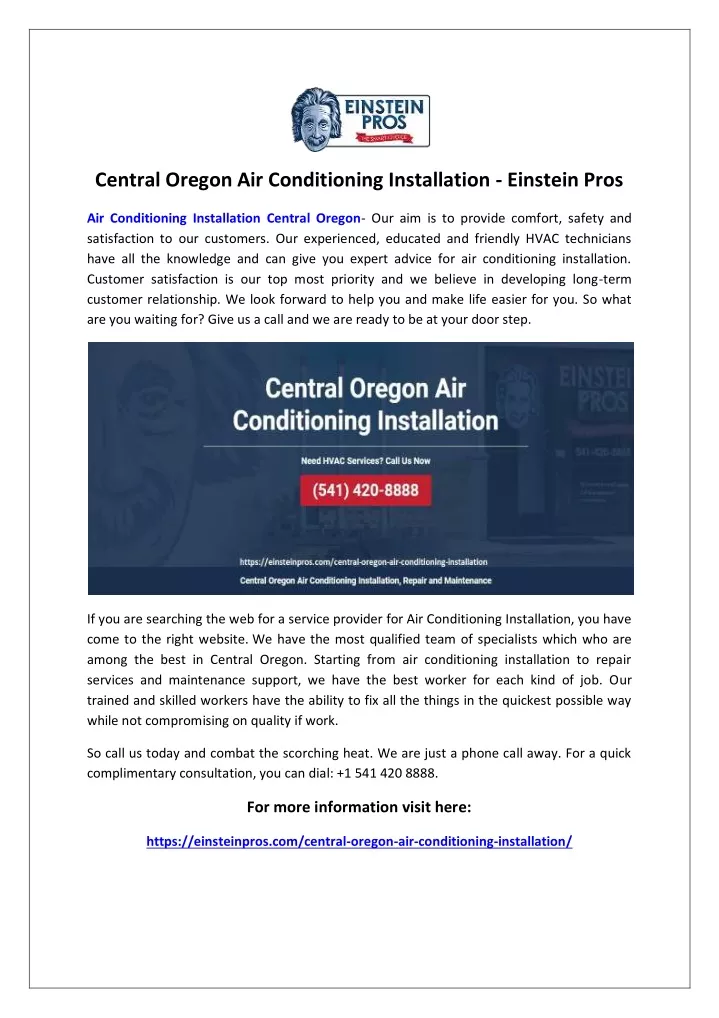 central oregon air conditioning installation