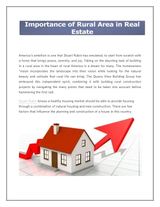 Importance of Rural Area in Real Estate- Stuart Rubin
