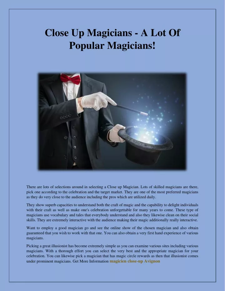 close up magicians a lot of popular magicians