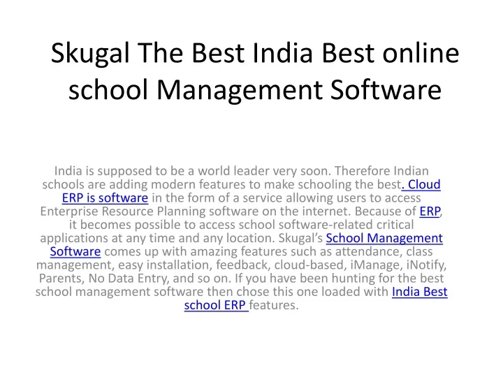 skugal the best india best online school management software