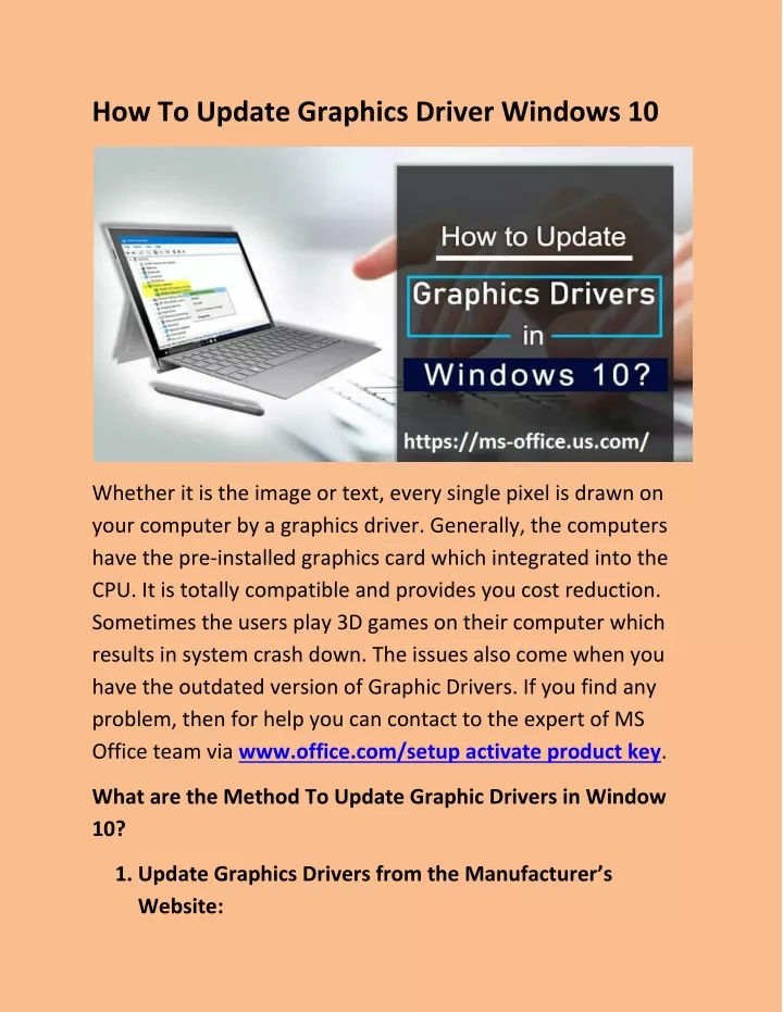 how to update graphics driver windows 10