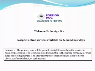 Passport online services available on demand now days