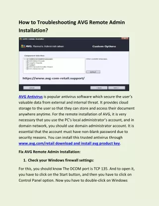 how to troubleshooting avg remote admin
